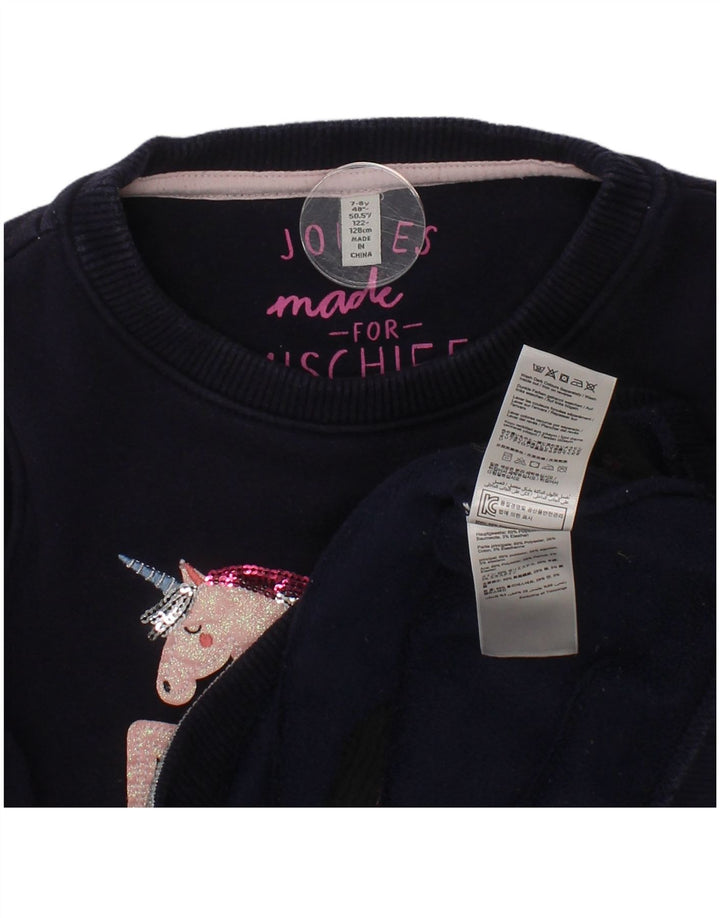 Felpa Joules per ragazze con unicorno, 7-8 anni, in poliestere blu navy