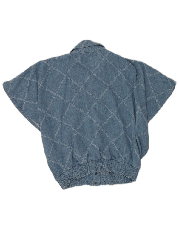 Camicia di jeans a maniche corte oversize da donna Karl Lagerfeld UK 10 piccola blu