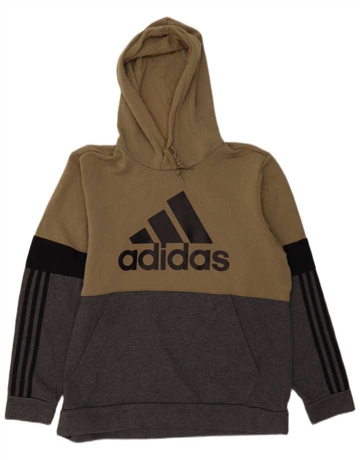 Felpa con cappuccio grafica da uomo ADIDAS XL in cotone color block grigio