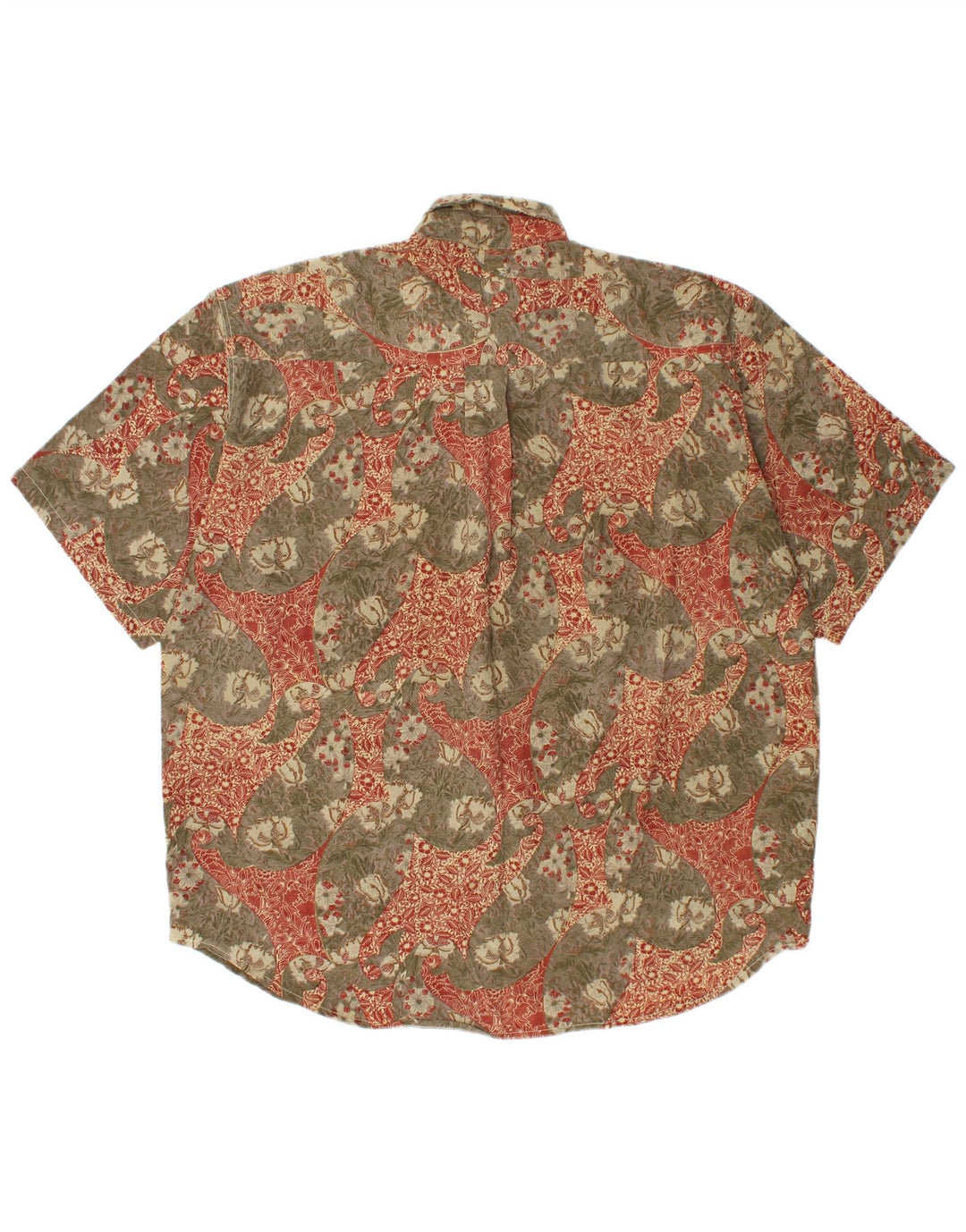 COMPAGNIE Camicia a maniche corte da uomo grande in viscosa floreale kaki