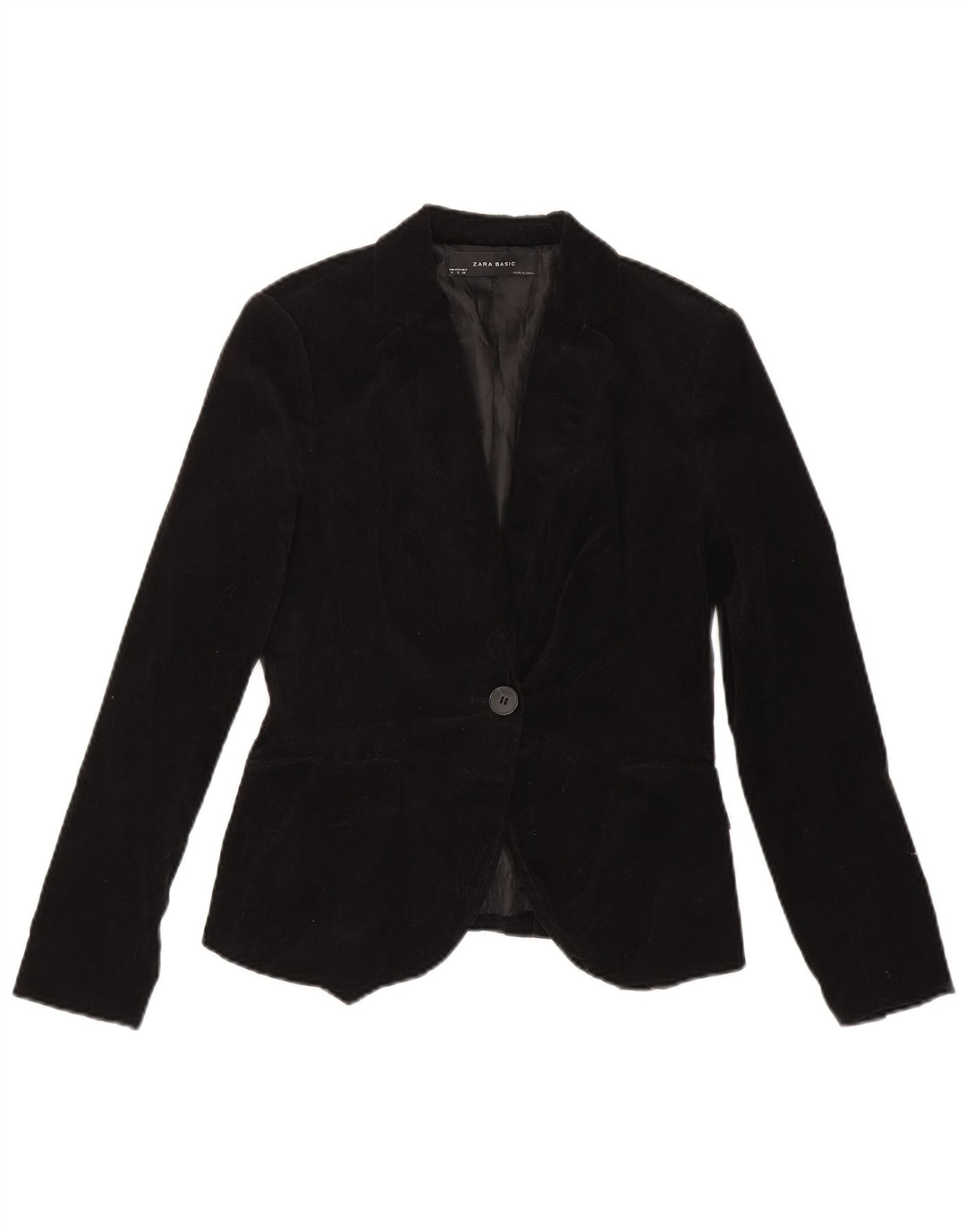 Giacca blazer in velluto a 1 bottone da donna Zara UK 10 piccola in cotone nero