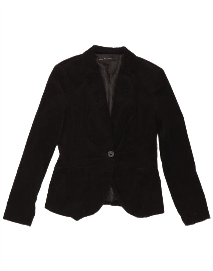 Giacca blazer in velluto a 1 bottone da donna Zara UK 10 piccola in cotone nero