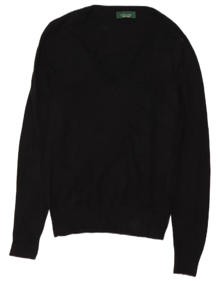 Maglione Zara da uomo con scollo a V nero medio
