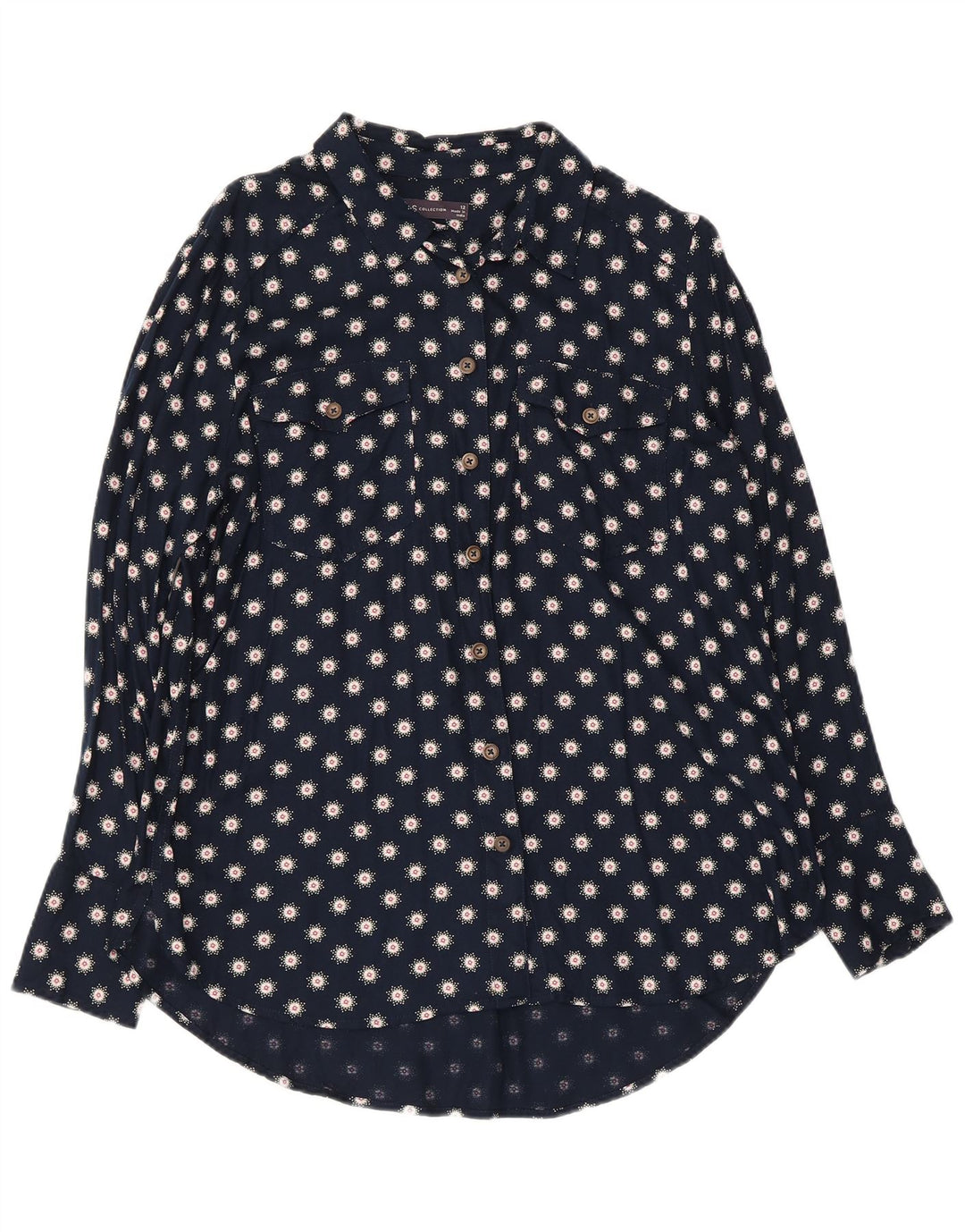 Camicetta da donna Marks & Spencer UK 12 Viscosa floreale blu navy media