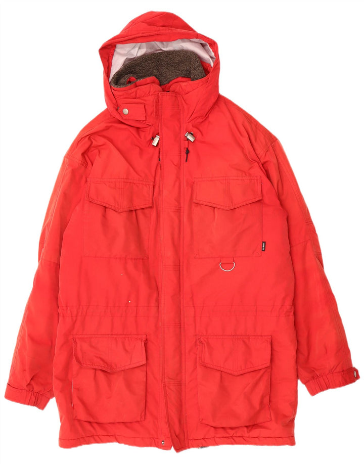 Giacca da sci con cappuccio alta da uomo L.L.Bean UK 38 poliestere rosso medio