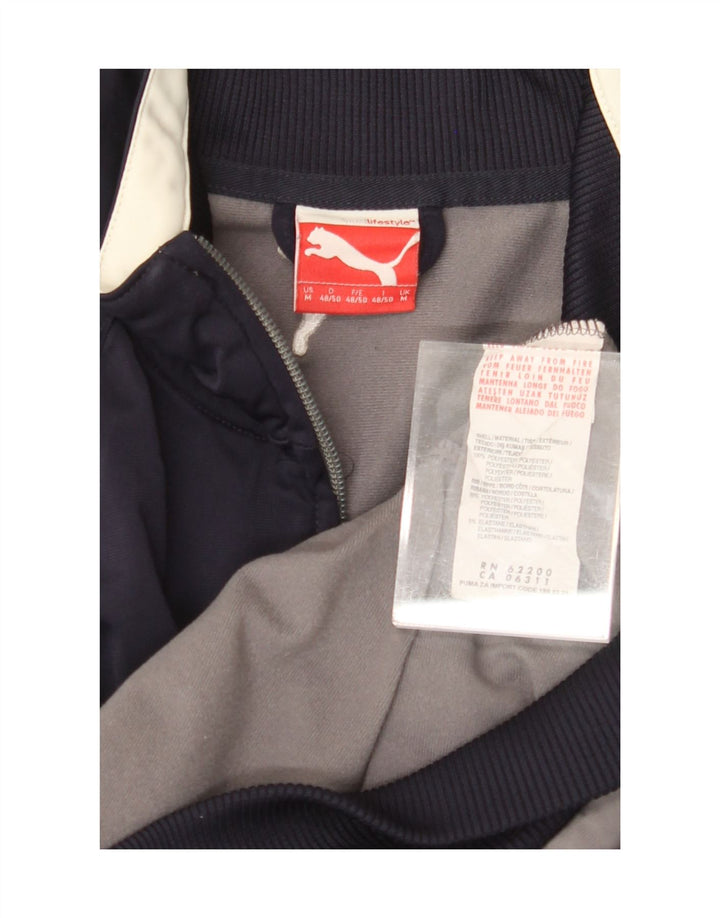 PUMA Mens Tracksuit Top Jacket Medium Navy Blue Colourblock Polyester Vintage Puma and Second-Hand Puma from Messina Hembry 