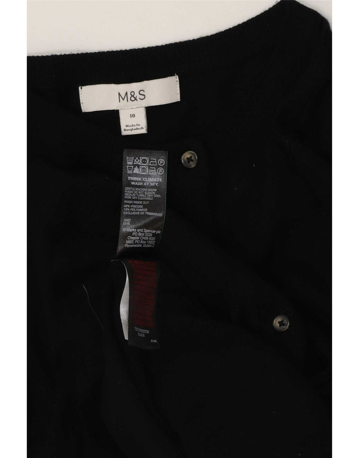 Maglione cardigan da donna Marks & Spencer UK 10 piccolo viscosa nera
