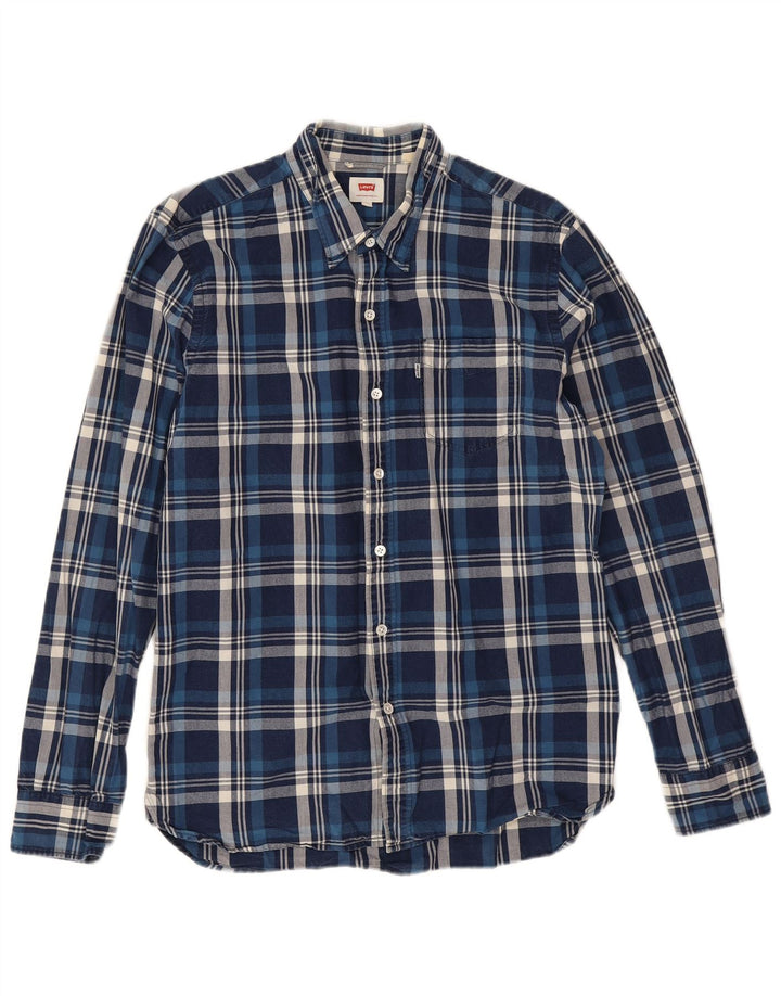 Camicia da uomo Levi's in cotone a quadri blu navy medio