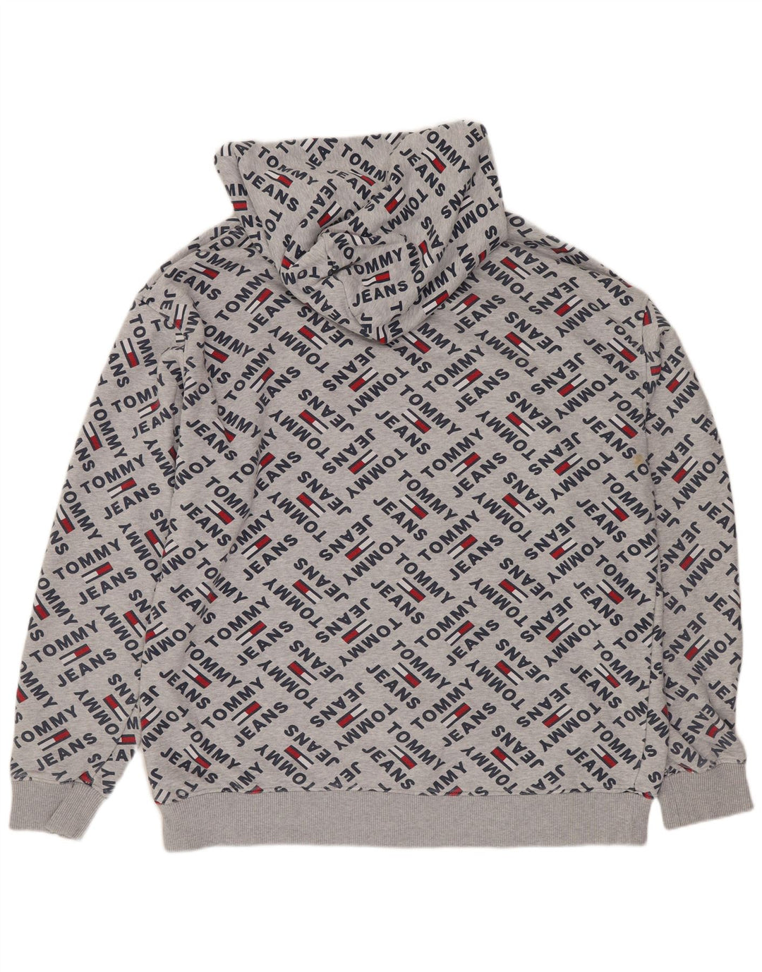TOMMY HILFIGER Maglione con cappuccio grafico da uomo grande cotone grigio