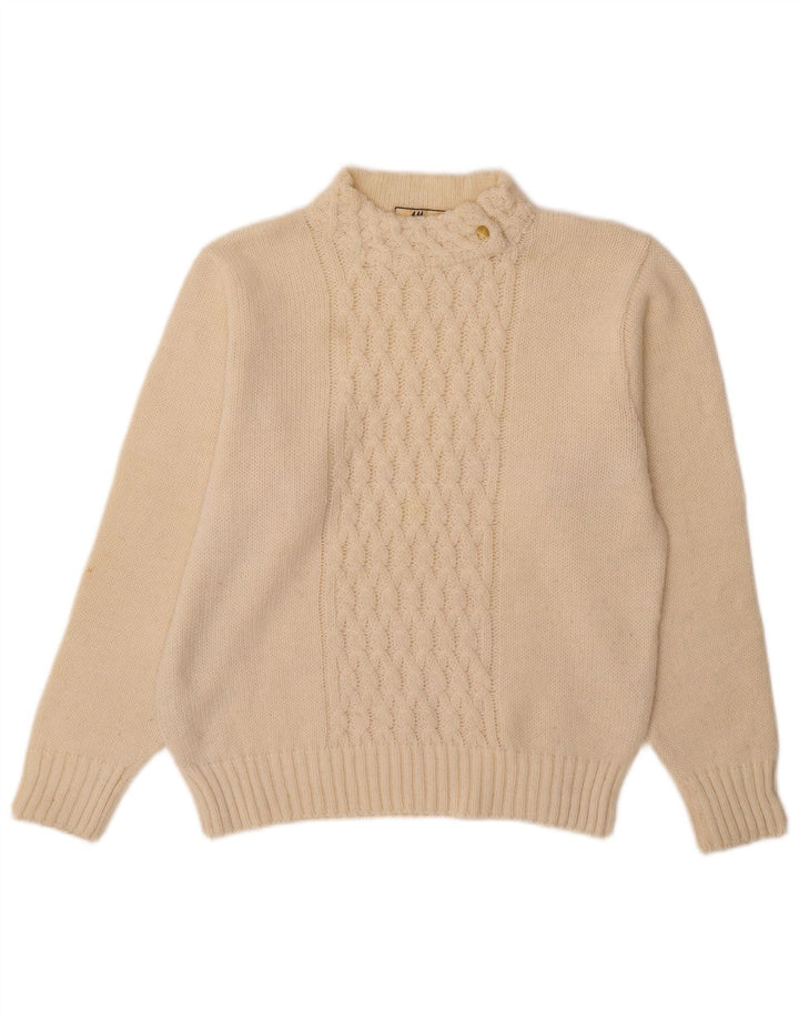 Maglione maglione collo alto da donna VINTAGE UK 16 grande bianco sporco