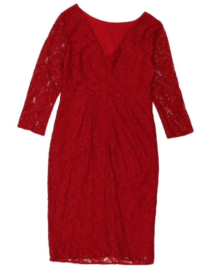 Abito tubino con maniche a 3/4 da donna Oasis UK 12 Poliammide floreale rosso medio