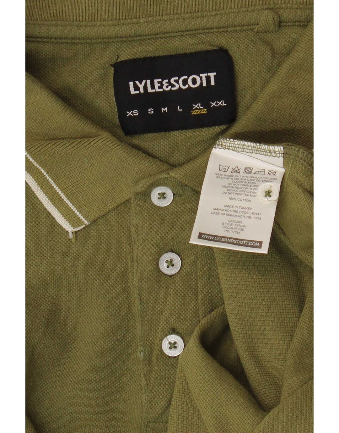 Polo da uomo Lyle & Scott XL in cotone kaki