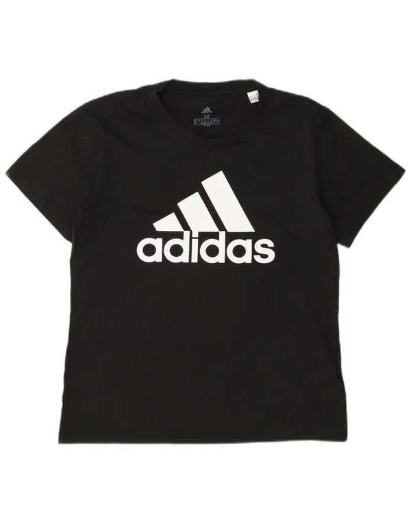 T-shirt grafica Adidas da donna a maniche corte UK 12/14 Medium Nero Sport
