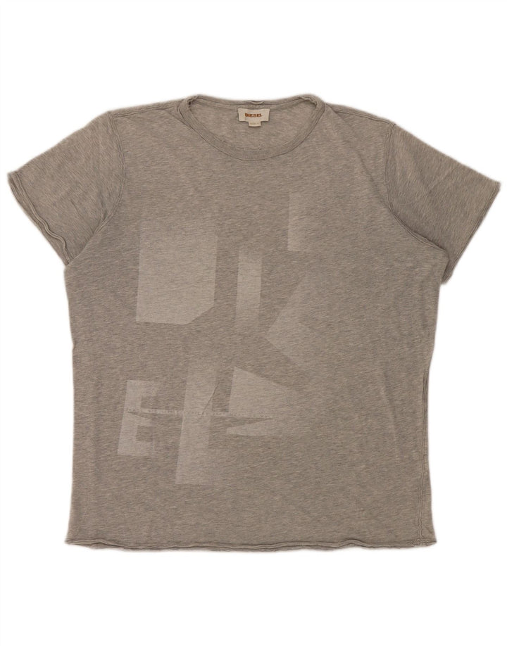 T-shirt grafica da uomo Diesel Top grande grigio chiazzato