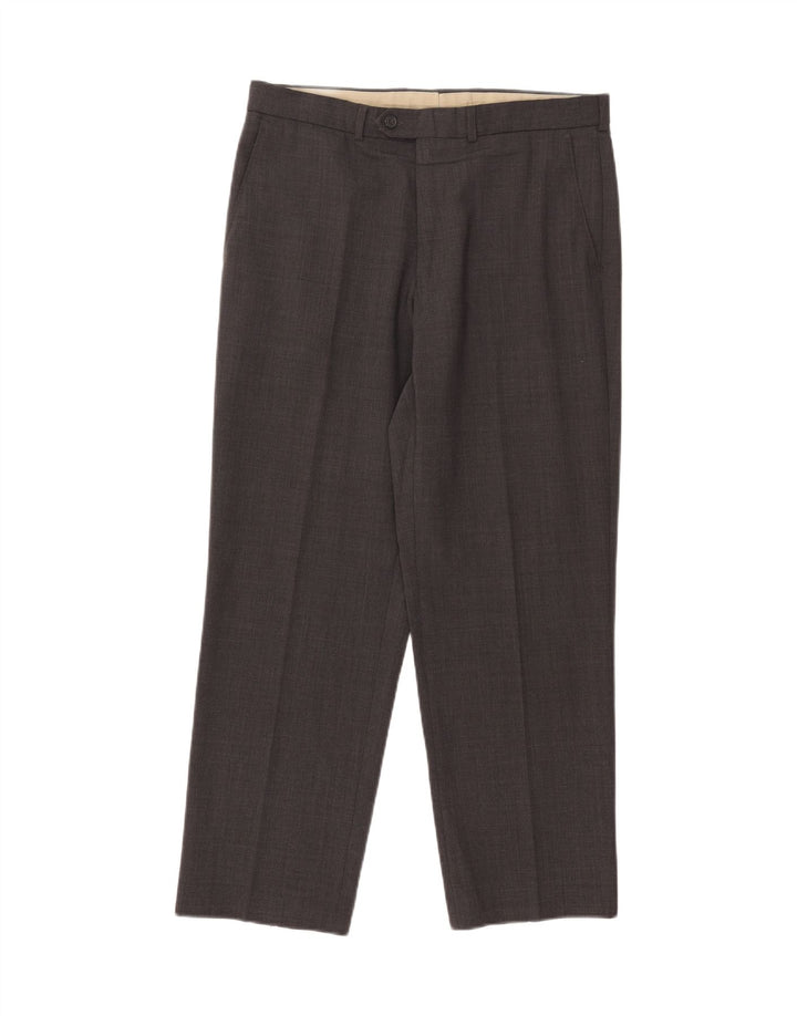 Pantaloni da abito dritti su misura da uomo Marks & Spencer W34 L29 poliestere grigio