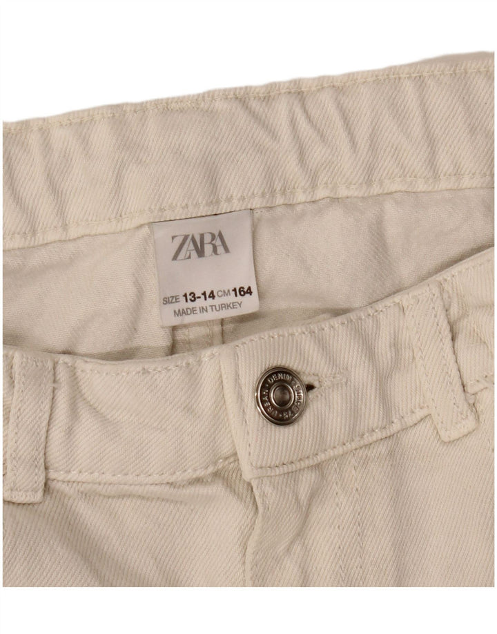 Jeans affusolati a vita alta effetto vissuto ZARA per ragazze 13-14 anni W28 L22 Bianco