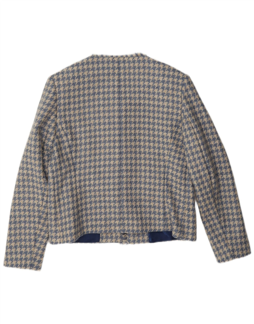 HOUSE OF BRUAR Giacca blazer da donna UK 12 Lana pied de poule blu medio