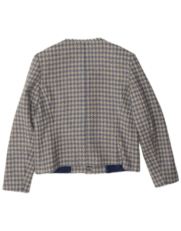 HOUSE OF BRUAR Giacca blazer da donna UK 12 Lana pied de poule blu medio