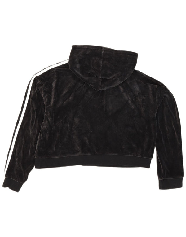 Maglione con cappuccio oversize in velluto corto da donna Adidas UK 10 piccolo cotone nero