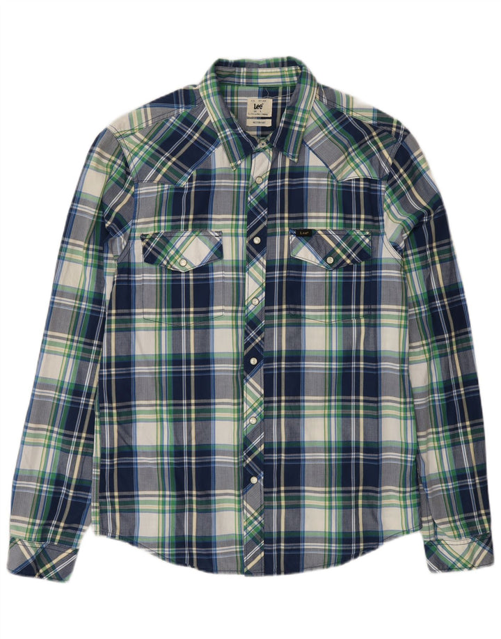 Camicia da uomo Lee grande in cotone a quadri blu navy