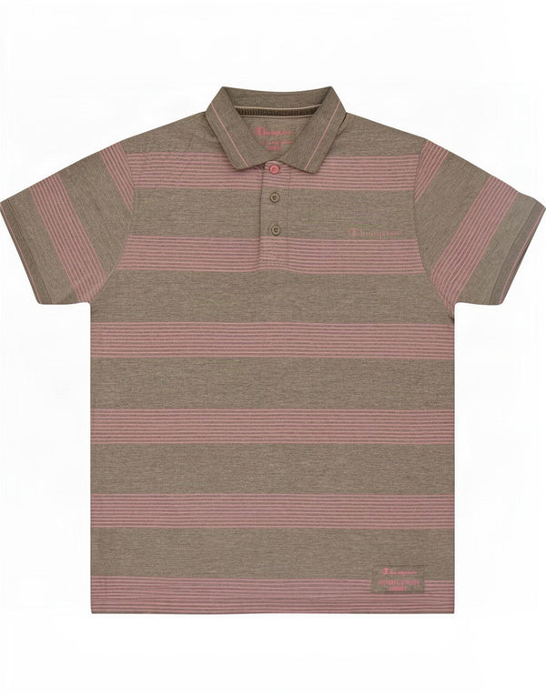 Polo da uomo Champion a righe grigio medio