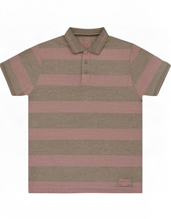 Polo da uomo Champion a righe grigio medio