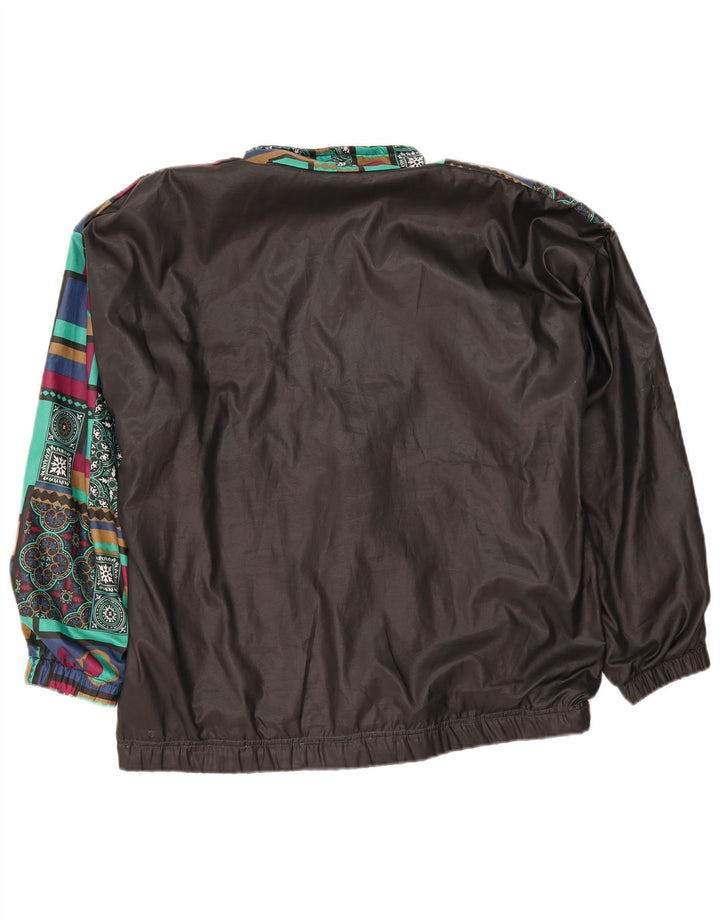 Giacca da ginnastica vintage da uomo, grande, in cotone color block nero