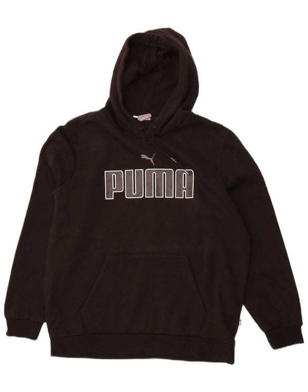 PUMA Felpa con cappuccio grafica da uomo grande in cotone nero