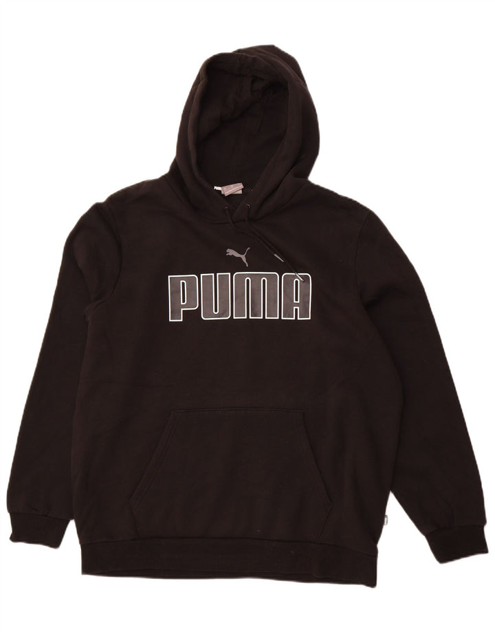 PUMA Felpa con cappuccio grafica da uomo grande in cotone nero