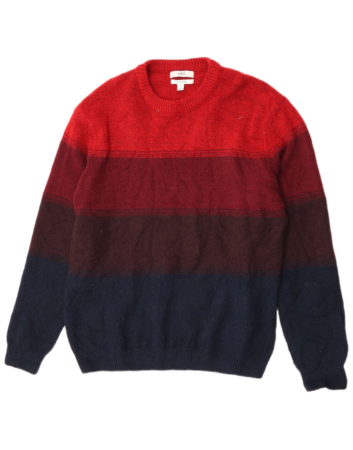 Marks & Spencer Maglione girocollo da uomo a righe grandi bordeaux