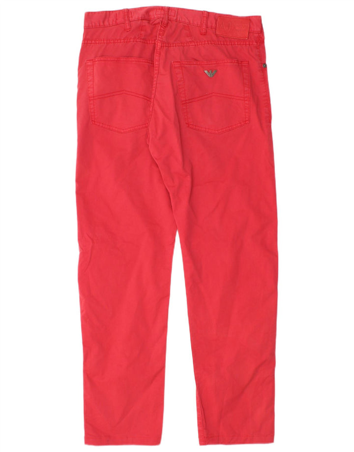 Jeans dritti vestibilità regolare da uomo Armani W33 L29 cotone rosso