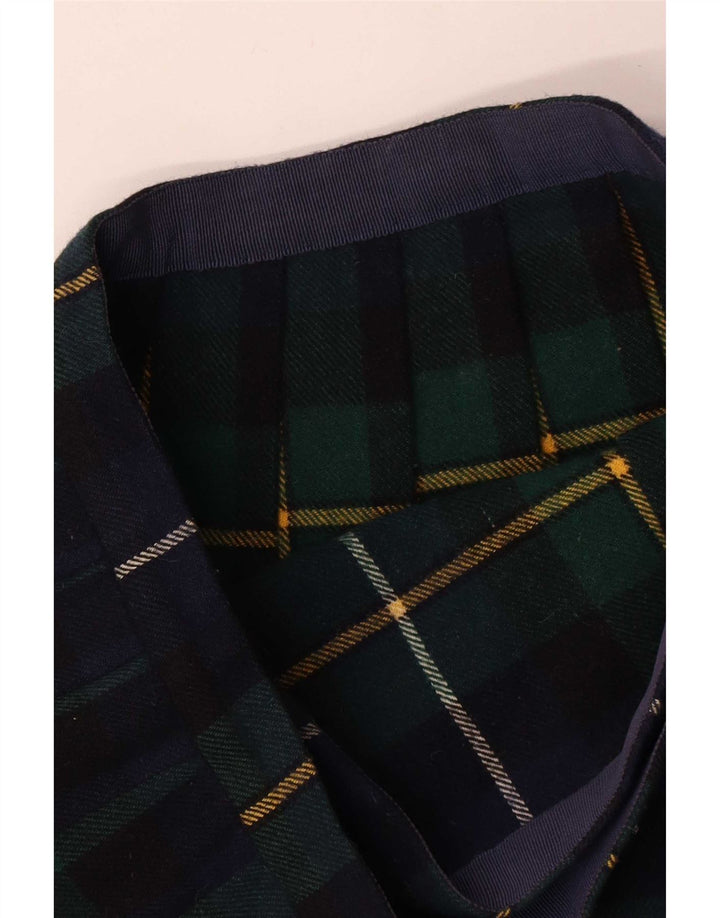 Gonna a portafoglio a pieghe vintage da donna W28 scozzese verde medio