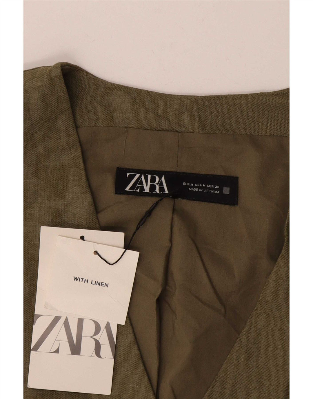 Gilet da donna Zara UK 14 medio lino kaki