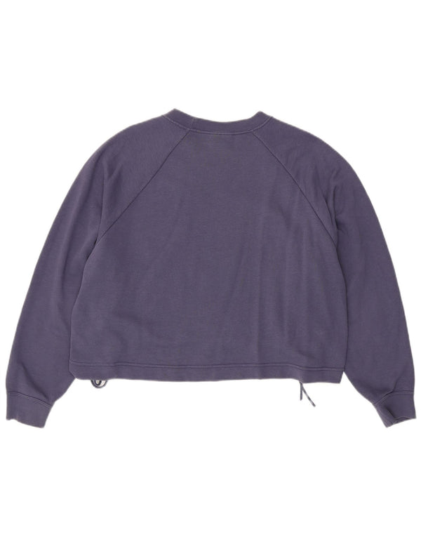 Felpa oversize corta da donna Nike, maglione UK 14, cotone viola medio