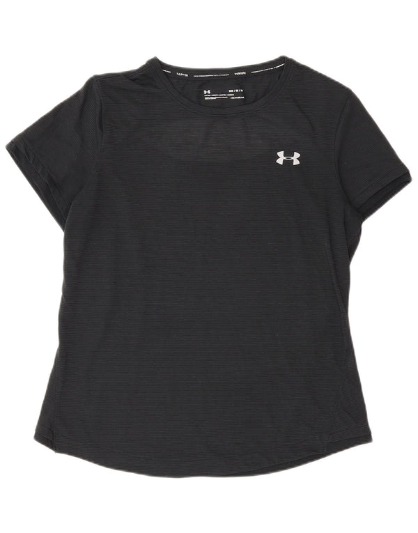 Maglietta Under Armour da donna Heat Gear UK 12 Medium Black Gessato
