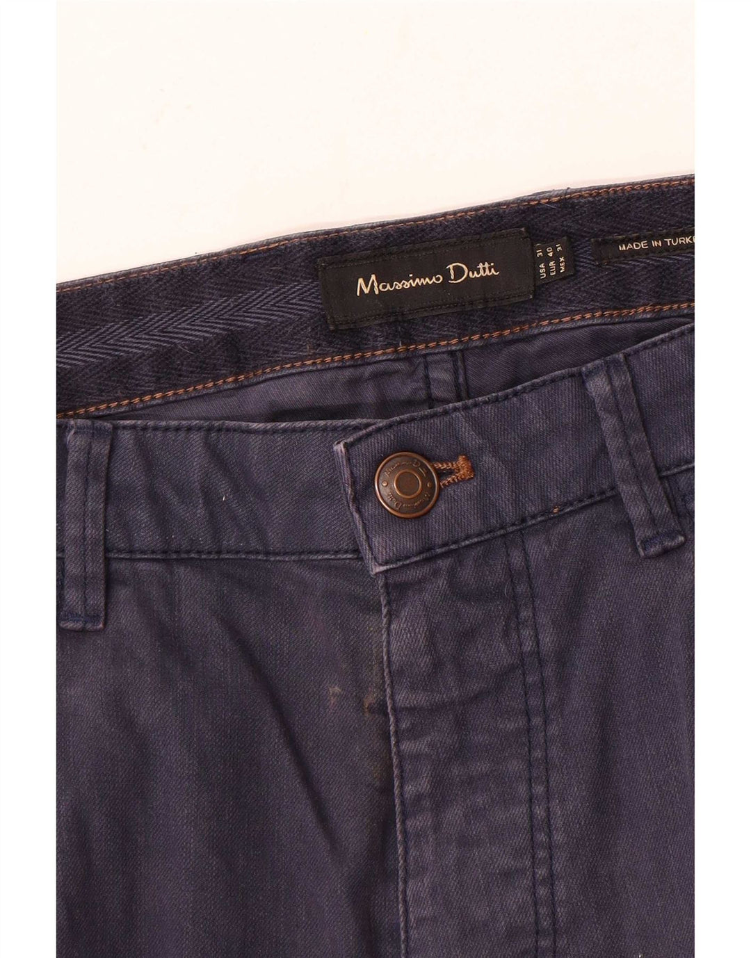 Pantaloni casual slim da uomo Massimo Dutti EU 40 Medium W31 L35 Blu navy