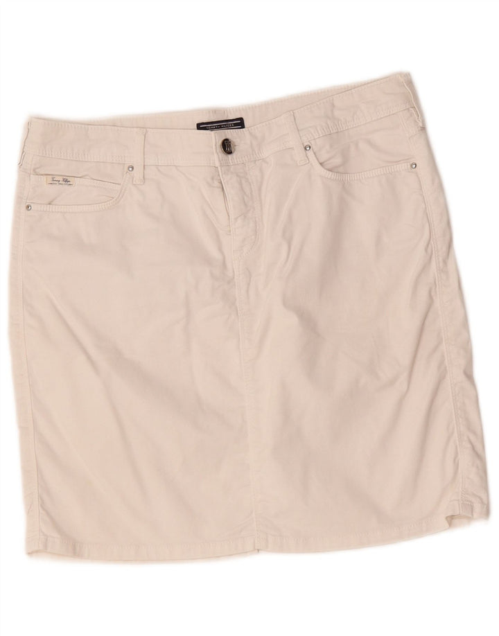 Minigonna da donna Tommy Hilfiger US 10 Large W32 cotone bianco