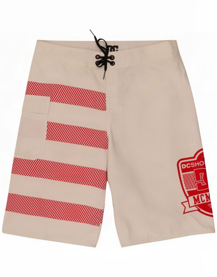 DC Pantaloncini da bagno con grafica da uomo piccoli bianchi in poliestere color block