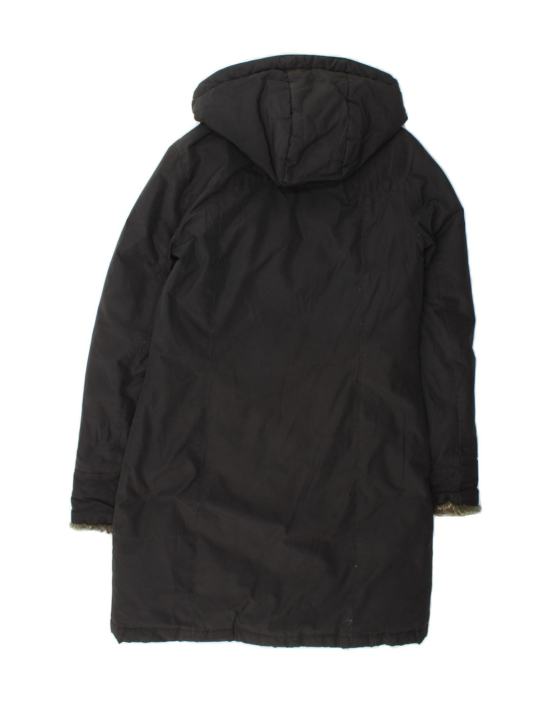 WOOLRICH Womens Hooded Overcoat UK 14 Medium Black Vintage Woolrich and Second-Hand Woolrich from Messina Hembry 