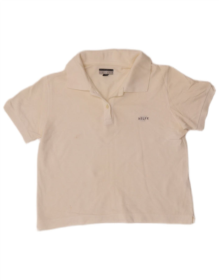 Polo corta da donna Belfe & Belfe IT 46 Large in cotone bianco