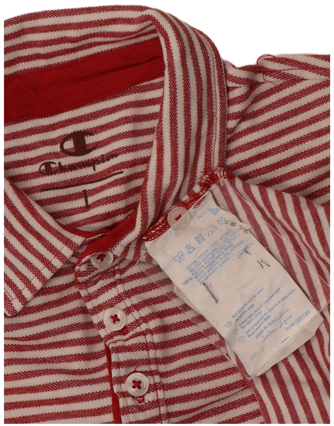 Polo da uomo Champion in cotone a righe grandi rosse