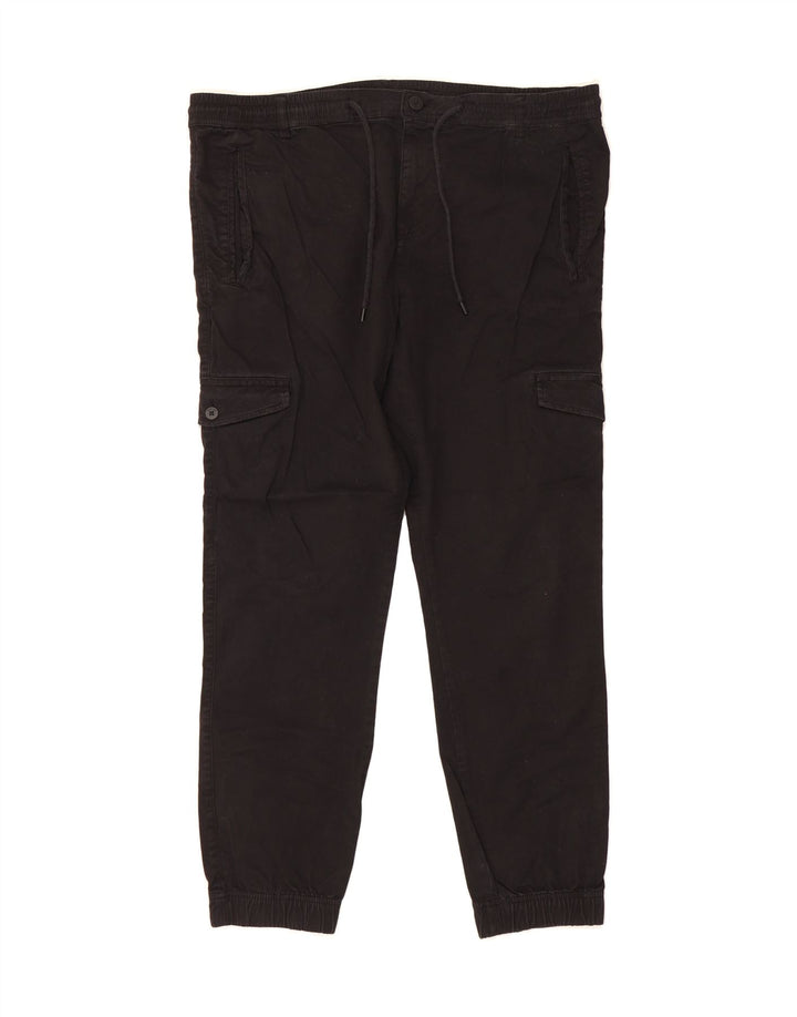 ZARA Mens Joggers Cargo Trousers Large W38 L30  Black Cotton Vintage Zara and Second-Hand Zara from Messina Hembry 