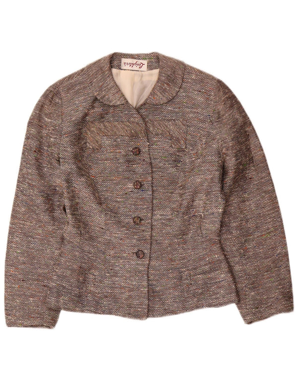 Set gonna vintage da donna a 4 bottoni in 2 pezzi UK 10 piccolo W26 grigio chiazzato