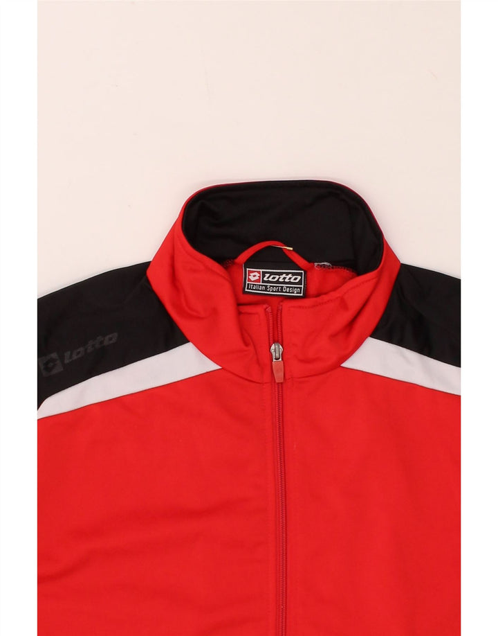 LOTTO Mens Tracksuit Top Jacket UK 44/46 Large Red Colourblock Polyester Vintage Lotto and Second-Hand Lotto from Messina Hembry 