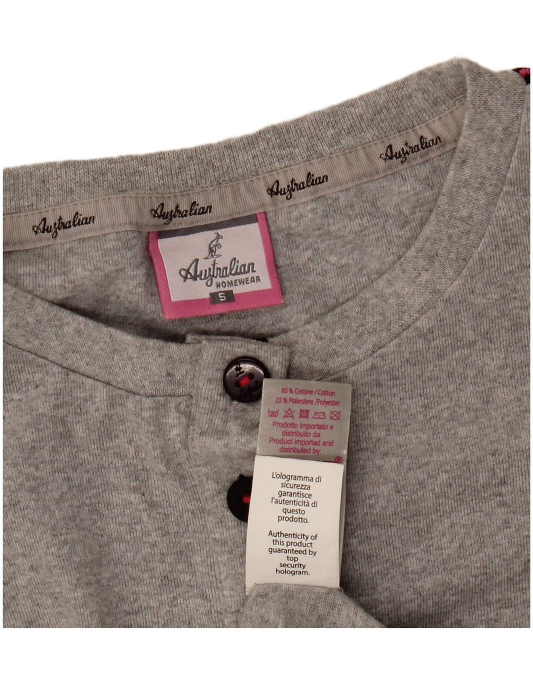 AUSTRALIAN L'ALPINA Top grafico da donna manica lunga UK 10 piccolo grigio