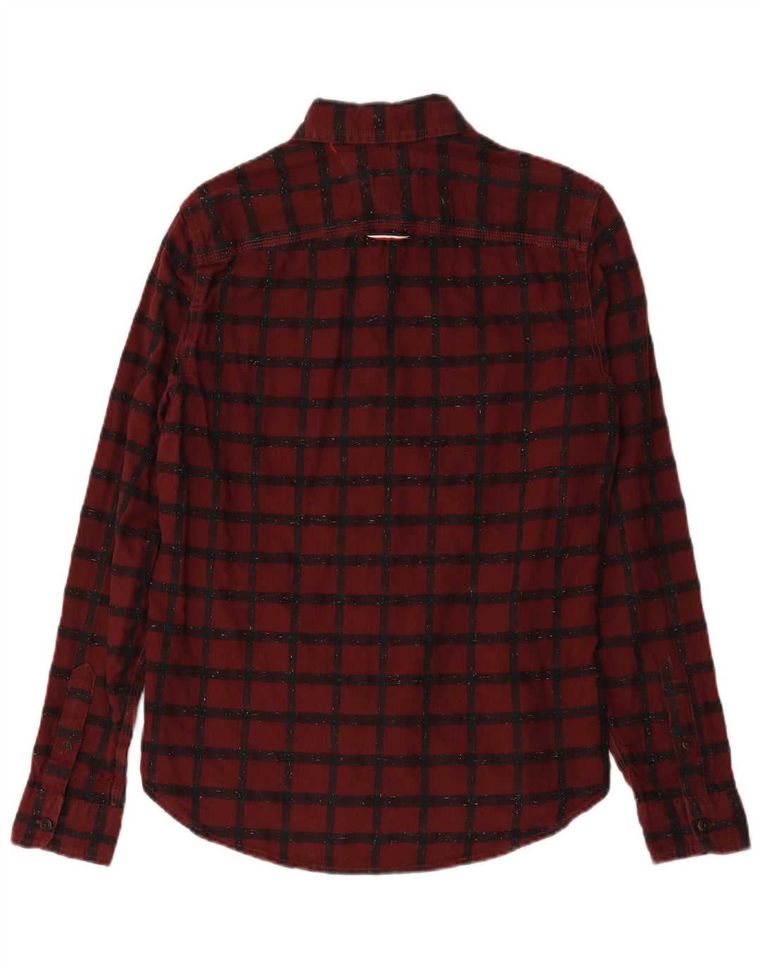Camicia in flanella da uomo Tommy Hilfiger piccola in cotone a quadri bordeaux