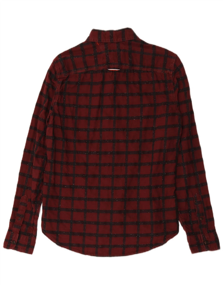 Camicia in flanella da uomo Tommy Hilfiger piccola in cotone a quadri bordeaux