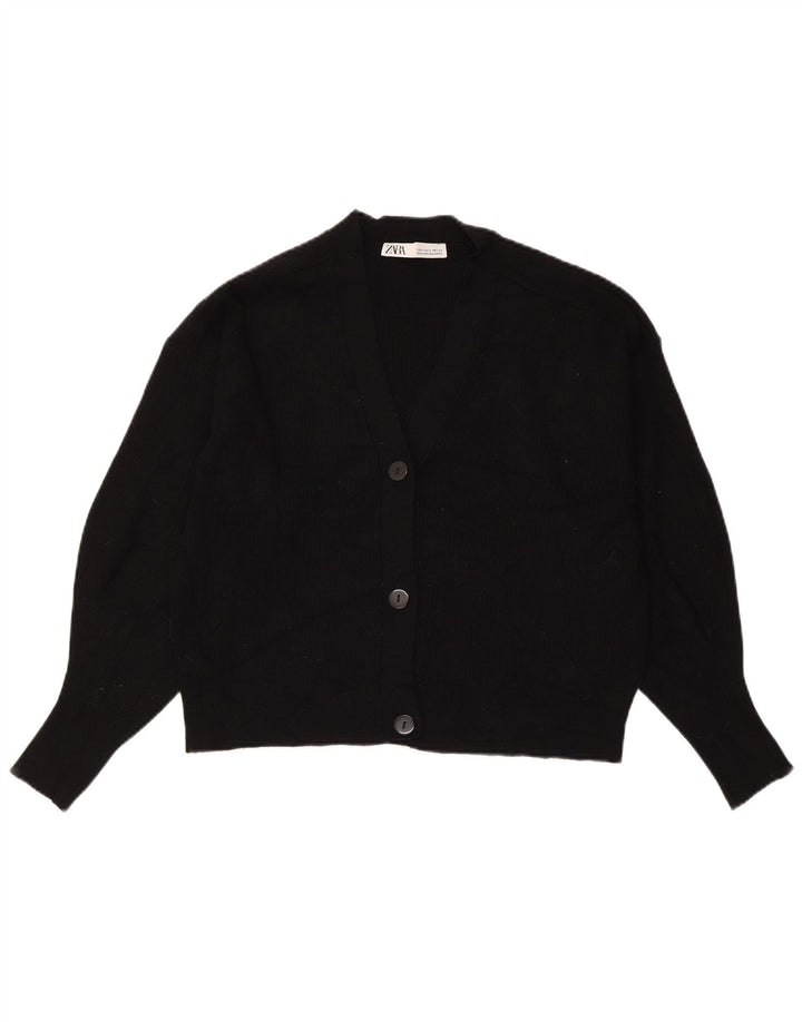 Maglione cardigan corto da donna ZARA UK 14 viscosa nera media