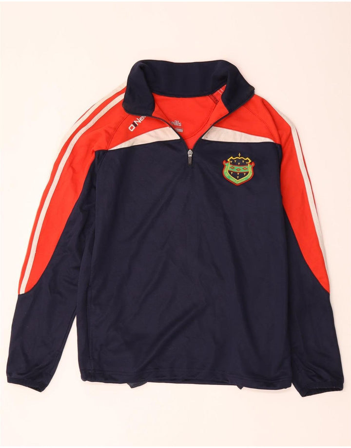 O'Neill Maglietta da uomo pullover con zip sul collo Top piccolo blu navy color block