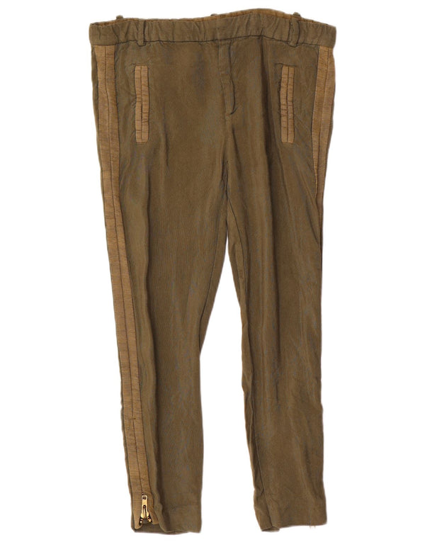 Pantaloni chino slim corti da donna Zara XS W24 L25 viscosa kaki